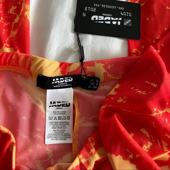 Jaded ORANGE TONAL RIPPED MAGAZINE PRINT MESH SET XS - Picture 3 of 5